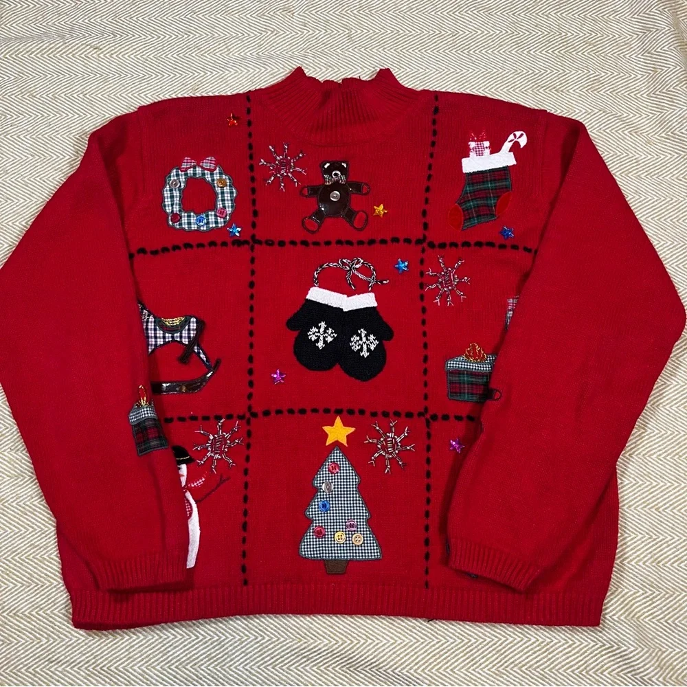 Karen Scott Sweater Women’s L Christmas Holiday‎ Pullover Sweater Knit Cotton